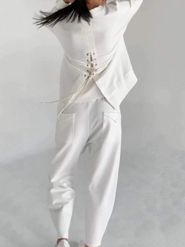 LORA - CASUAL RUNDHALS-ZWEITEILER MIT LANGARM