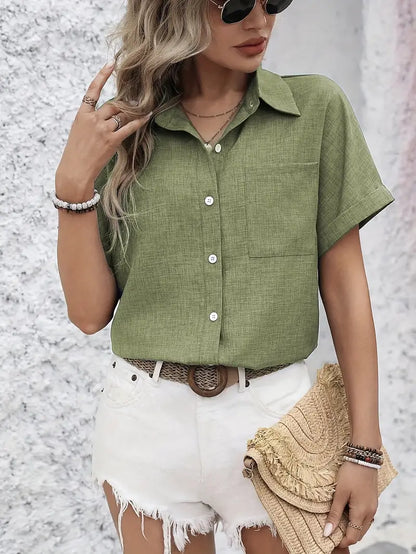 Avina - Elegantes Kurzarm Hemd Mit Tasche