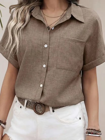 Avina - Elegantes Kurzarm Hemd Mit Tasche